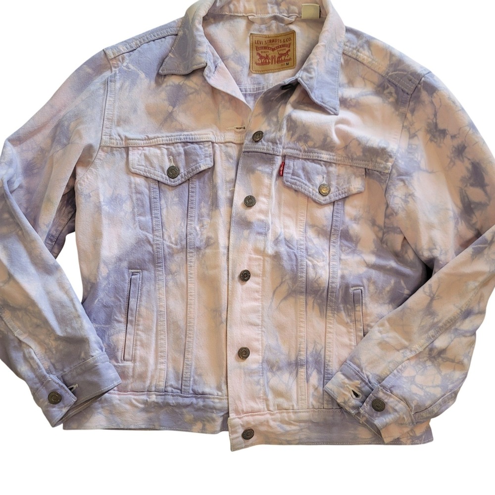 Levi‎ Strauss Co Tie Dye Denim Jacket Women Size M Pink Purple Blue